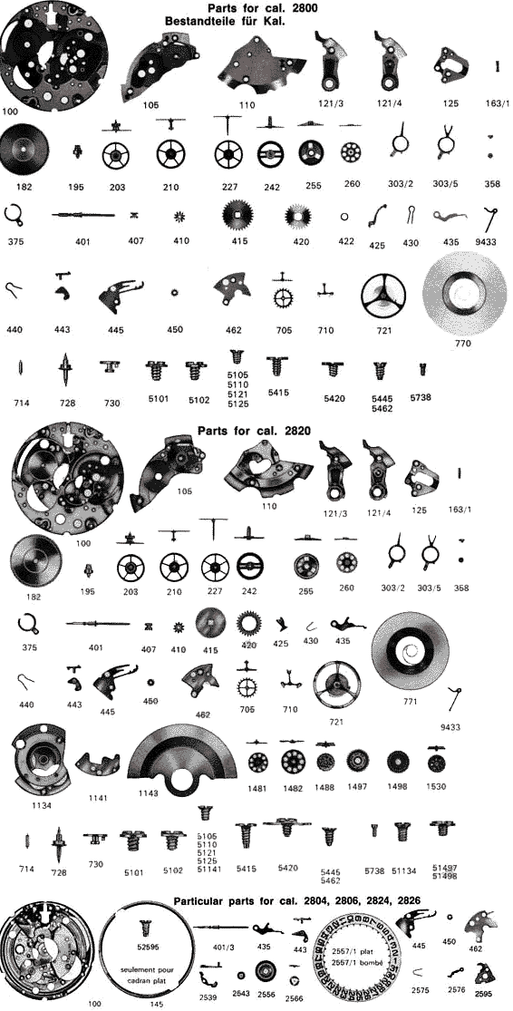 Eta 2824-2 Watch Winding Stem Parts Kit (407+410+401) - New Swiss Made For 2801-2/2836-2